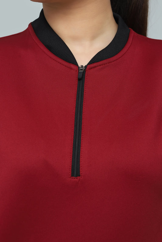 Premium Maroon Quarter-Zip Scuba Sweatshirt