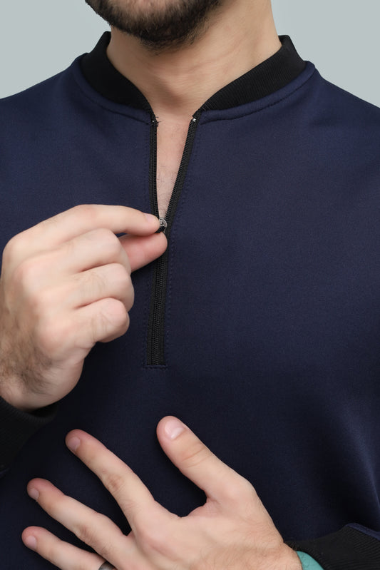 Premium Navy Scuba Quarter-Zip Sweatshirt