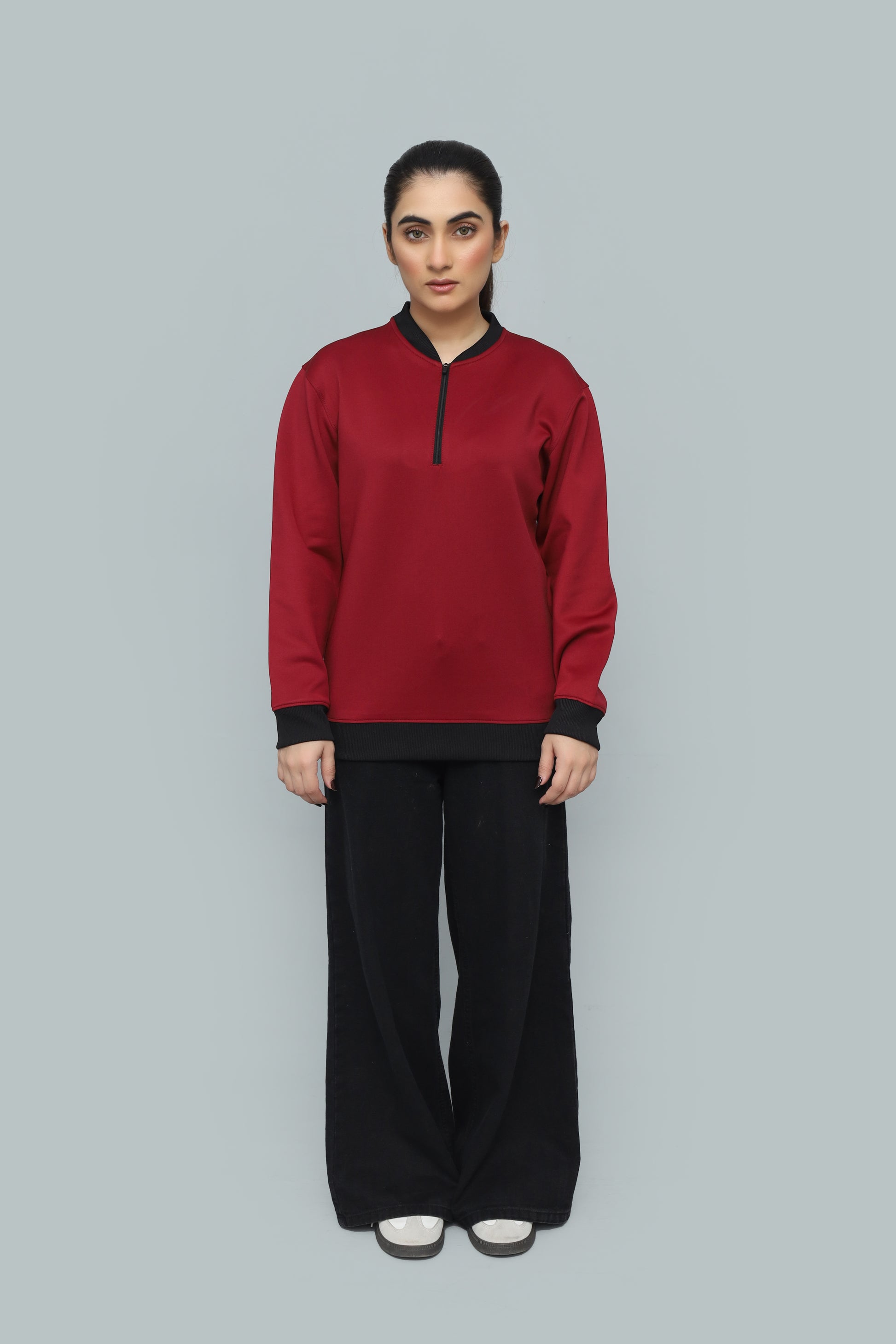 Premium Maroon Quarter-Zip Scuba Sweatshirt