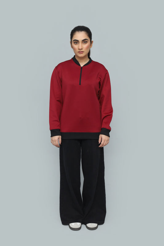 Premium Maroon Quarter-Zip Scuba Sweatshirt