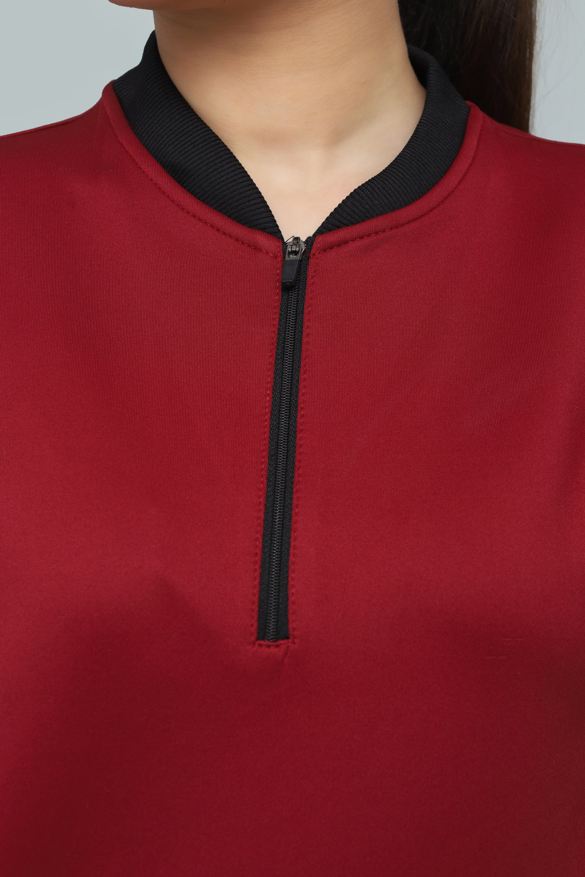 Premium Maroon Quarter-Zip Scuba Sweatshirt