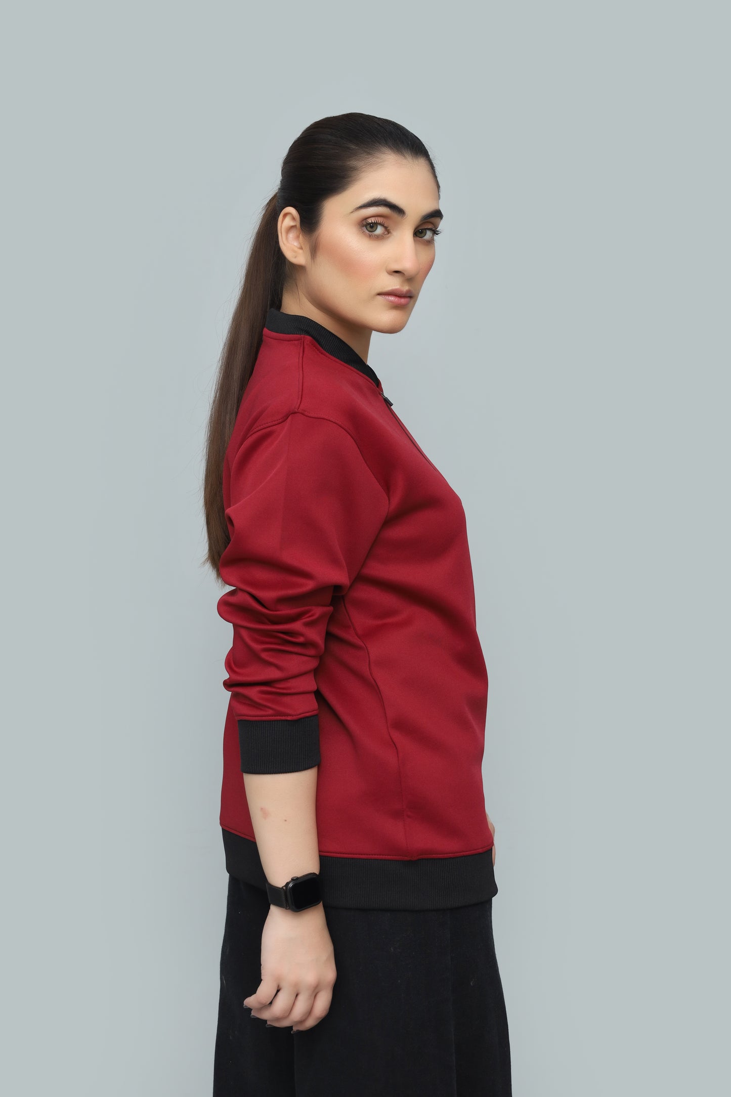 Premium Maroon Quarter-Zip Scuba Sweatshirt