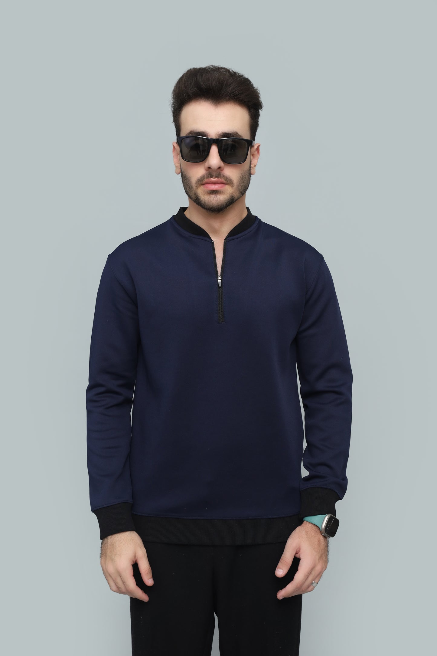 Premium Navy Scuba Quarter-Zip Sweatshirt