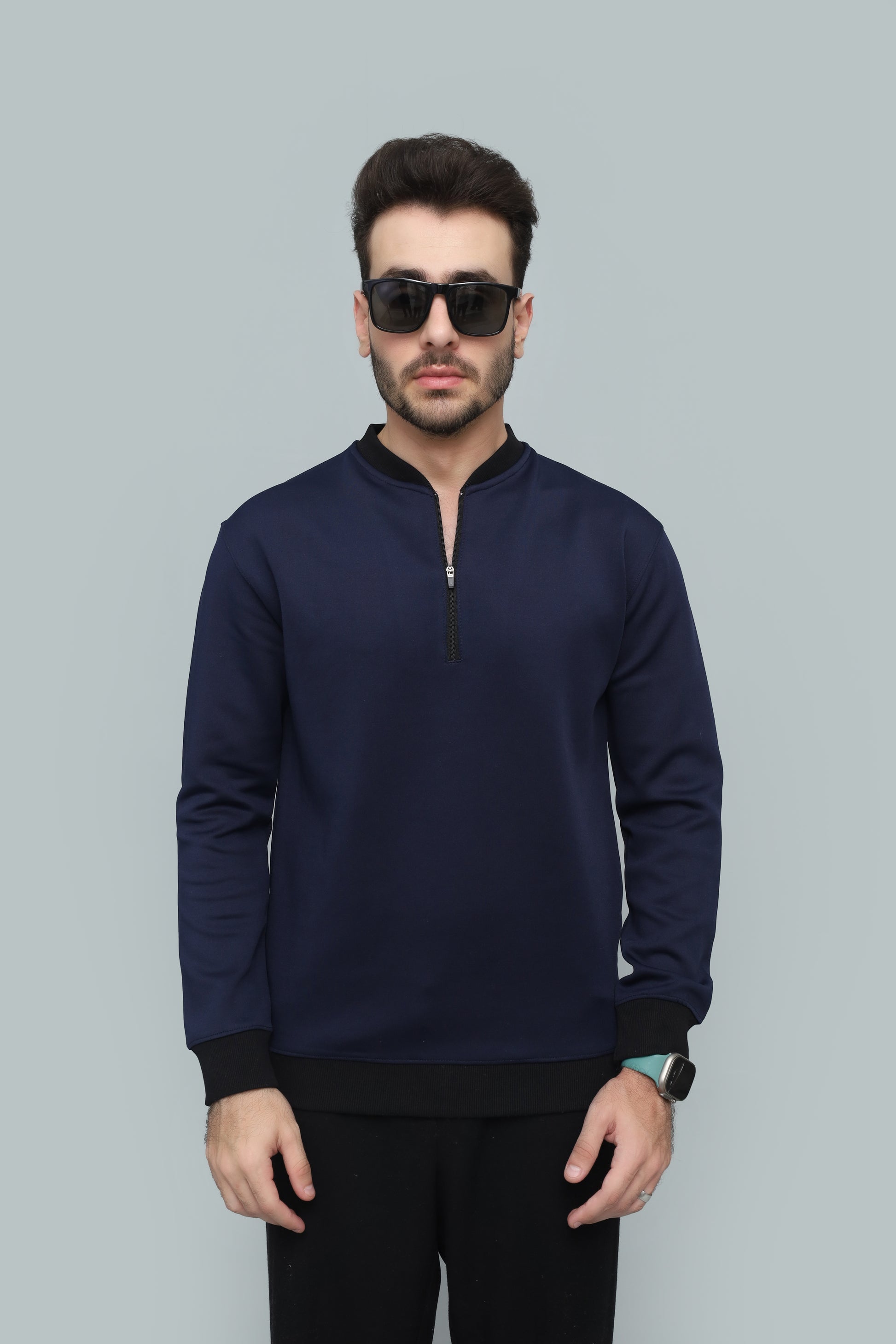 Premium Navy Scuba Quarter-Zip Sweatshirt