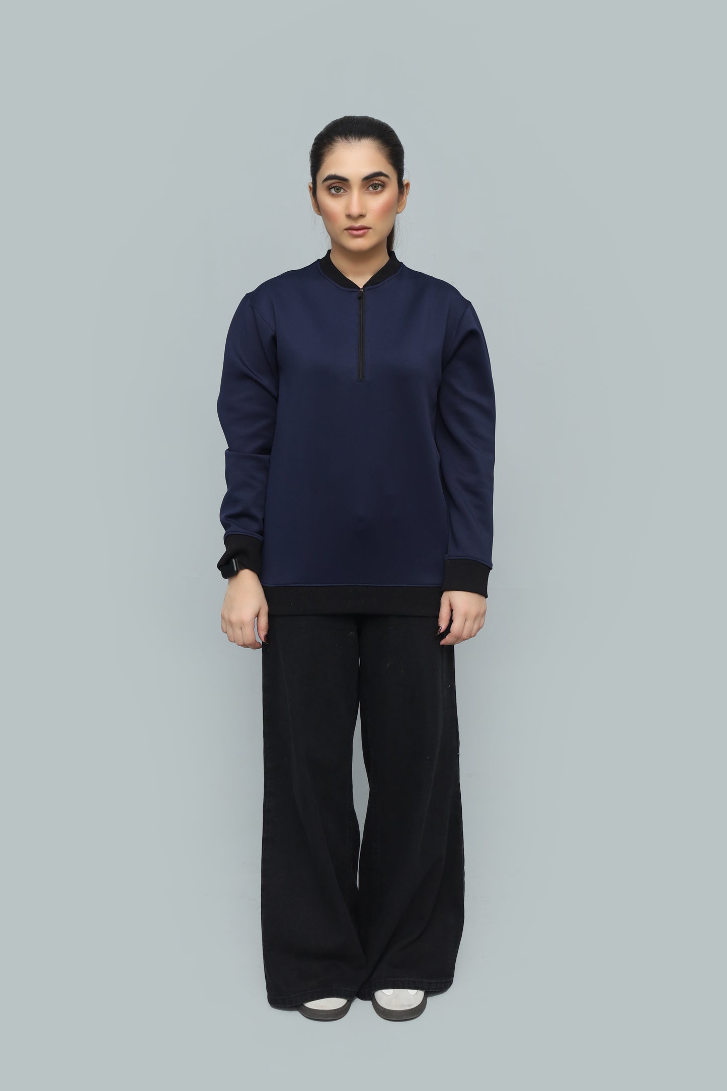 Premium Navy Scuba Quarter-Zip Sweatshirt