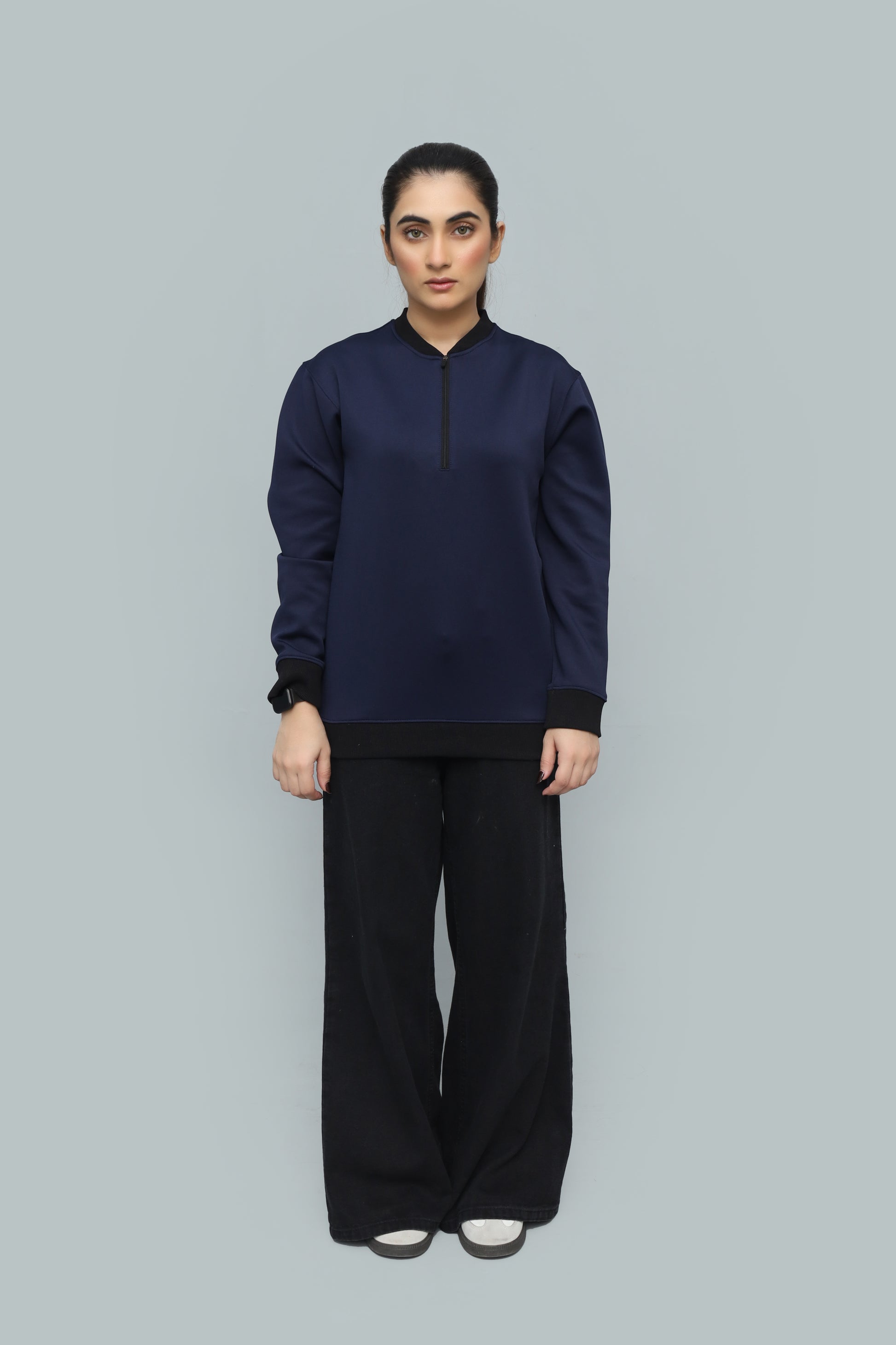Premium Navy Scuba Quarter-Zip Sweatshirt