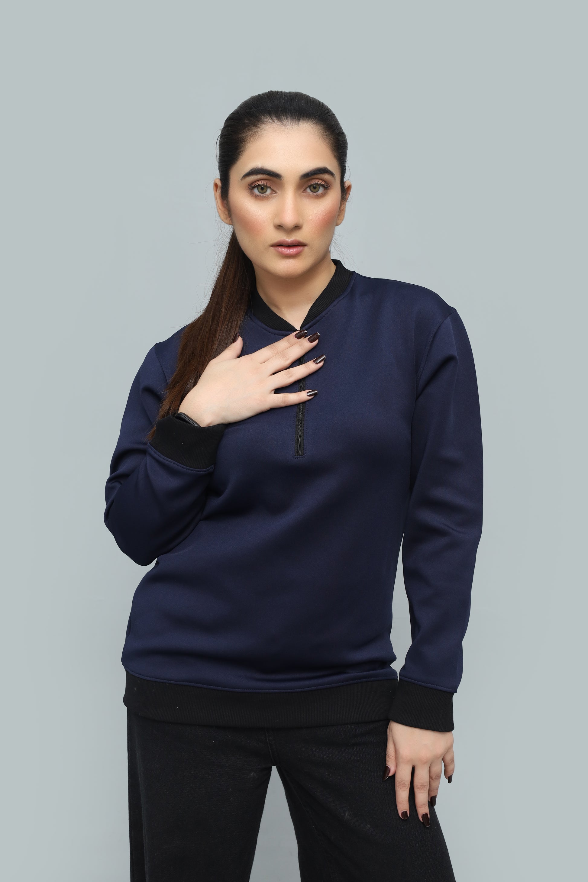 Premium Navy Scuba Quarter-Zip Sweatshirt