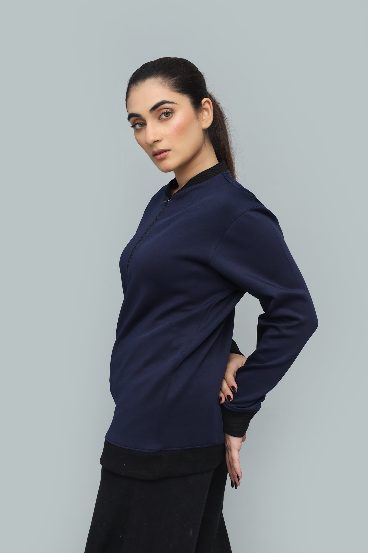 Premium Navy Scuba Quarter-Zip Sweatshirt