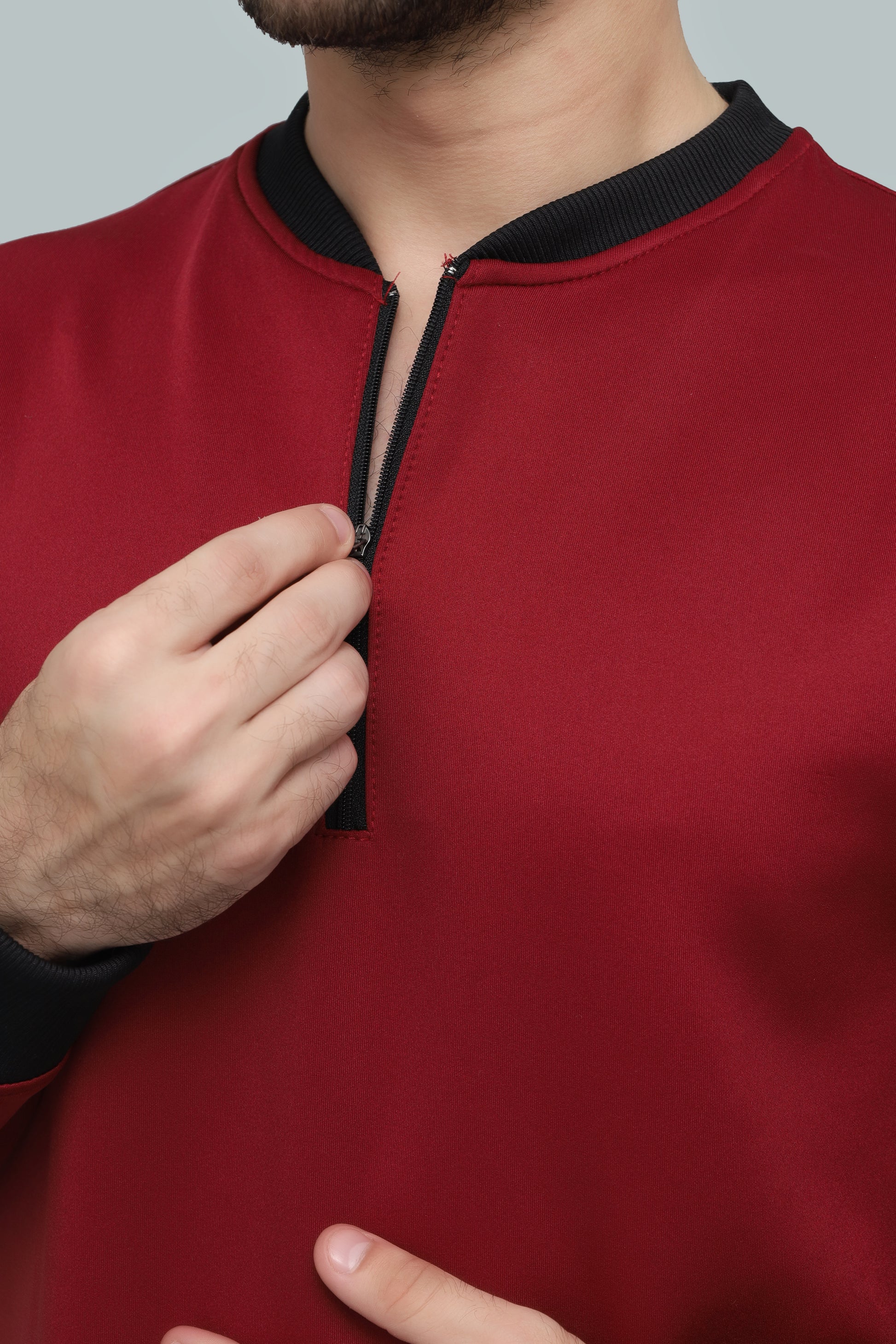 Premium Maroon Quarter-Zip Scuba Sweatshirt