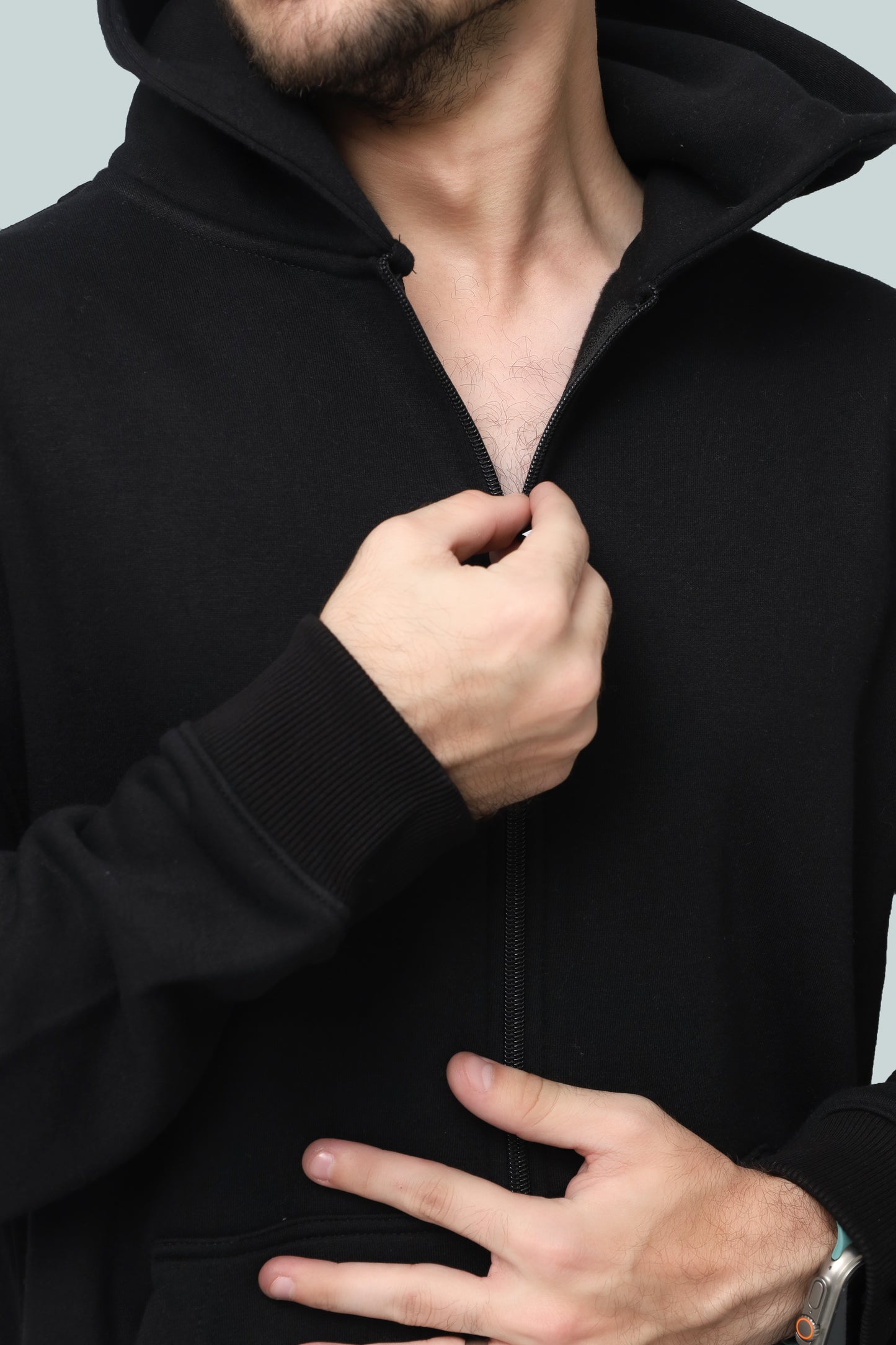 Primerz Classic Black Zipper Hoodie