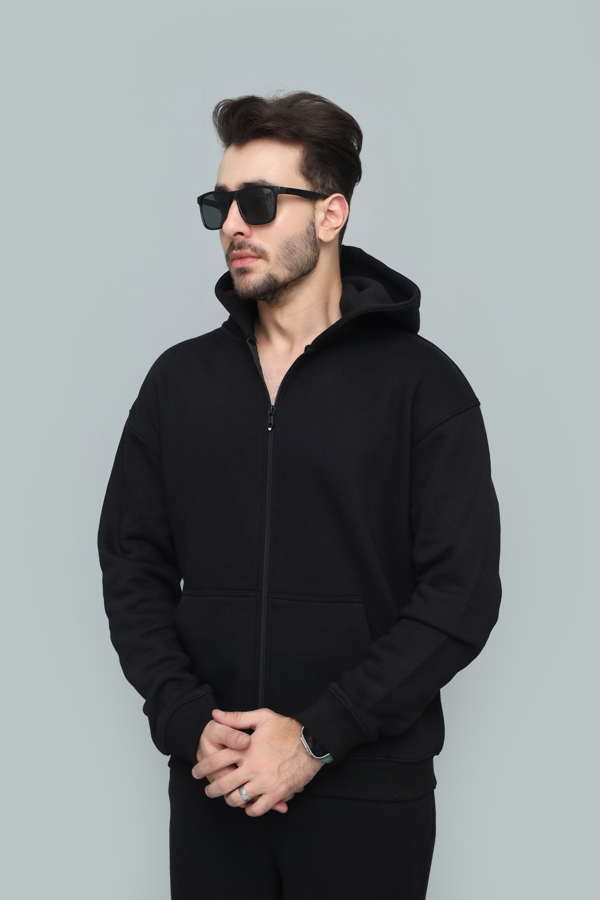 Primerz Classic Black Zipper Hoodie